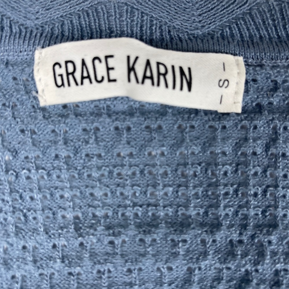 Grace Karin Bolero Women S Blue Coquette Cottagecore Tie Front Crochet Cardigan - Picture 4 of 7